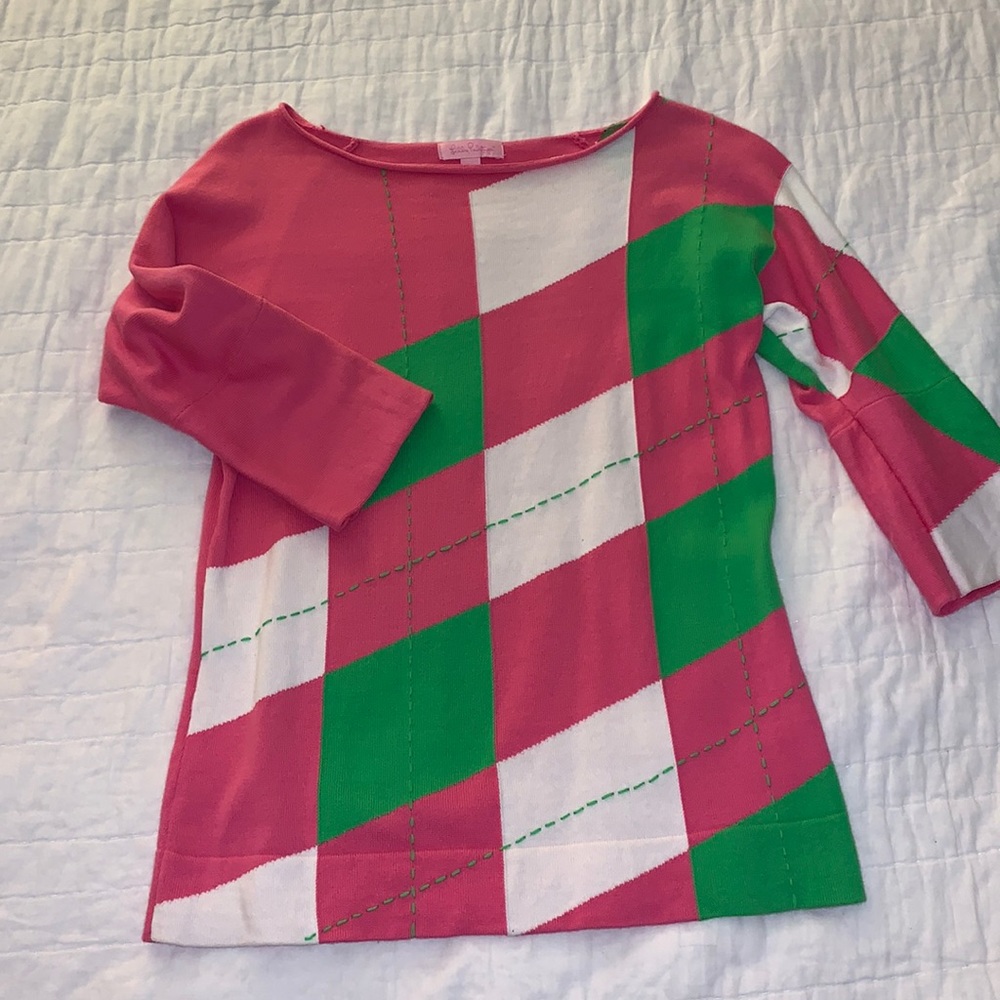 Lilly Pulitzer Asymmetrical Argyle sweater